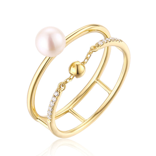 18k gold and natural pearl ring